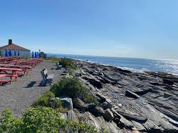 View from Lobster Shack bluff toward Two Lights lighthouse
